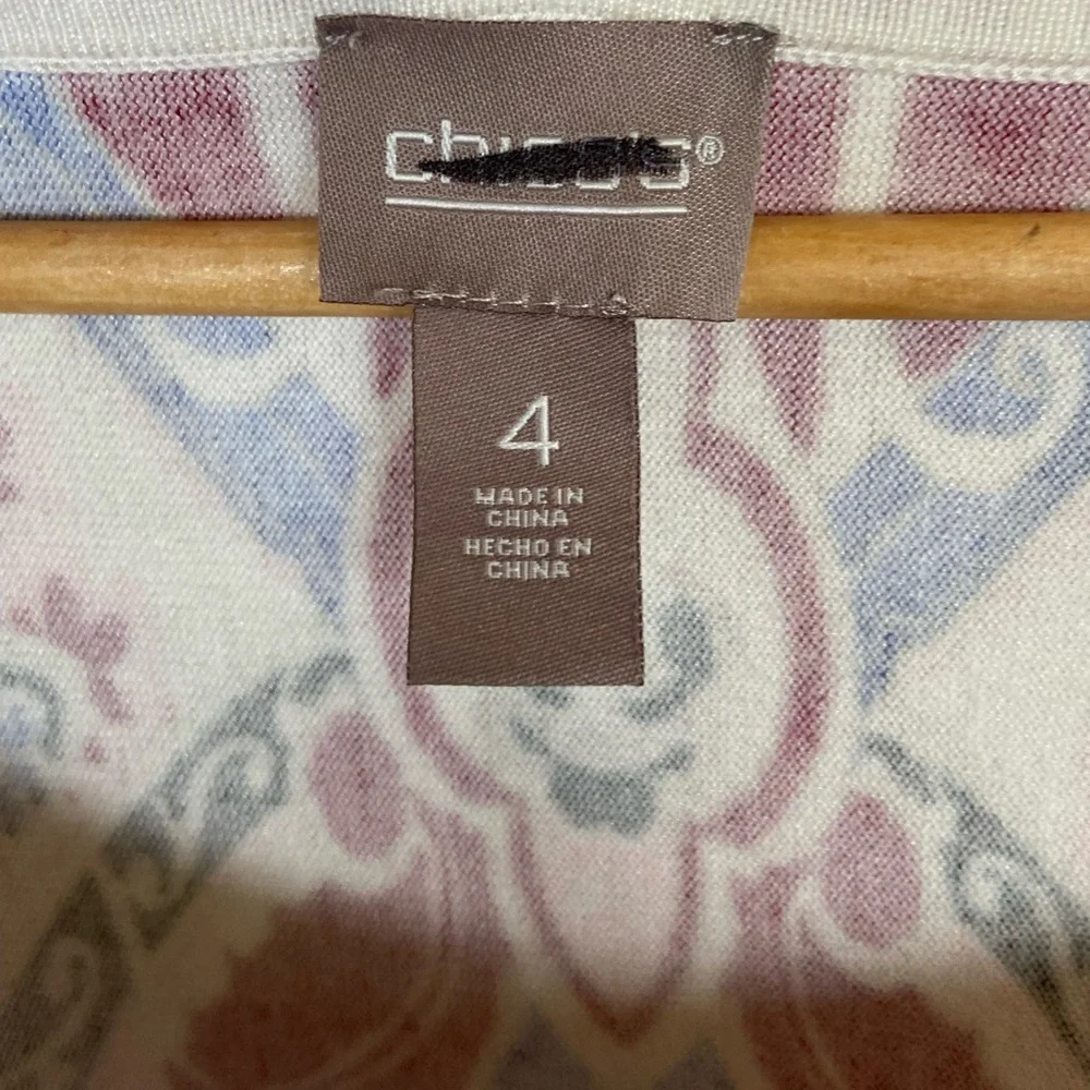 Chico's Watercolor Medallion Dolman Sleeves Sweater Size 4 US XXL‎ Boat Neck Red